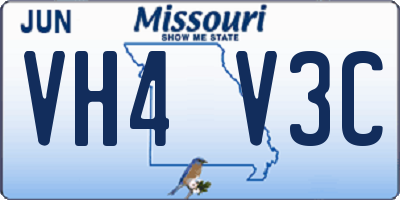 MO license plate VH4V3C