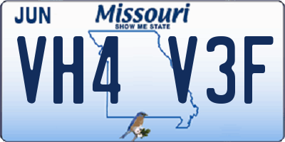 MO license plate VH4V3F