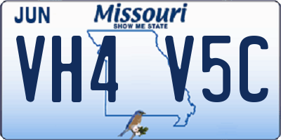 MO license plate VH4V5C
