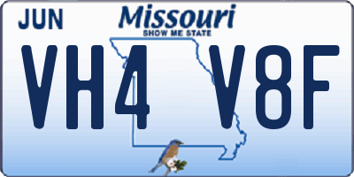 MO license plate VH4V8F