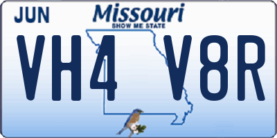 MO license plate VH4V8R