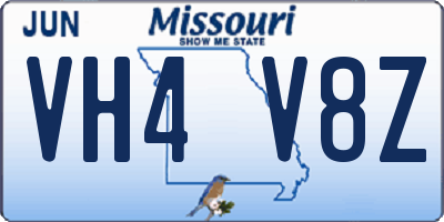 MO license plate VH4V8Z
