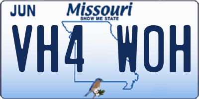 MO license plate VH4W0H