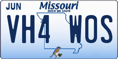 MO license plate VH4W0S