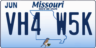 MO license plate VH4W5K