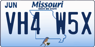 MO license plate VH4W5X