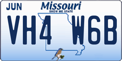 MO license plate VH4W6B