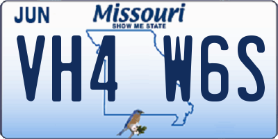 MO license plate VH4W6S