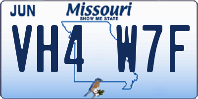 MO license plate VH4W7F