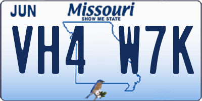 MO license plate VH4W7K