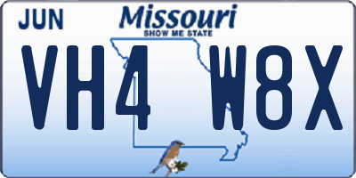 MO license plate VH4W8X