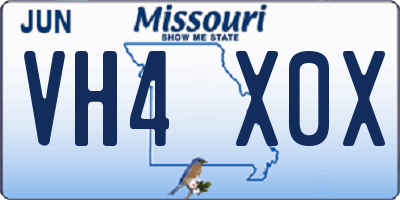 MO license plate VH4X0X