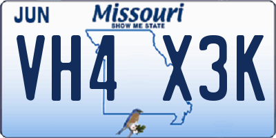 MO license plate VH4X3K