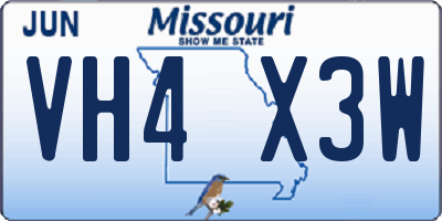 MO license plate VH4X3W