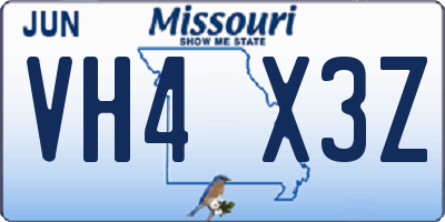 MO license plate VH4X3Z
