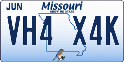 MO license plate VH4X4K