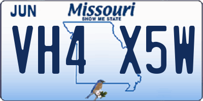 MO license plate VH4X5W