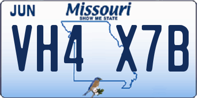 MO license plate VH4X7B