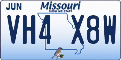 MO license plate VH4X8W