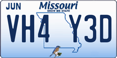 MO license plate VH4Y3D