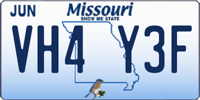 MO license plate VH4Y3F