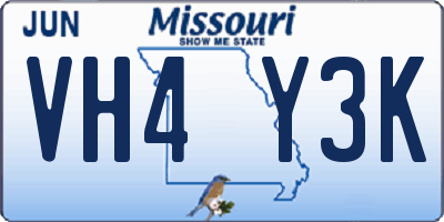 MO license plate VH4Y3K