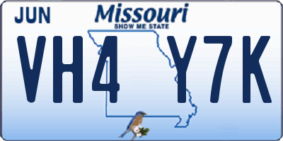 MO license plate VH4Y7K
