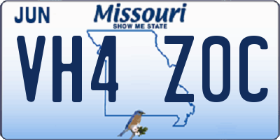 MO license plate VH4Z0C