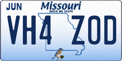MO license plate VH4Z0D