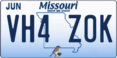 MO license plate VH4Z0K