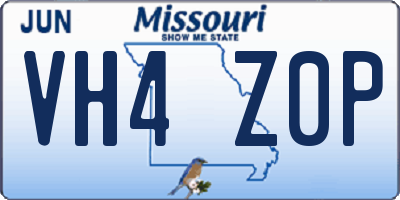 MO license plate VH4Z0P
