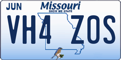 MO license plate VH4Z0S