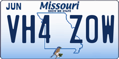 MO license plate VH4Z0W