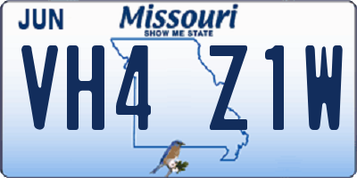 MO license plate VH4Z1W