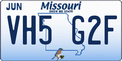 MO license plate VH5G2F