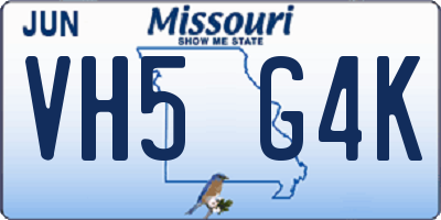 MO license plate VH5G4K