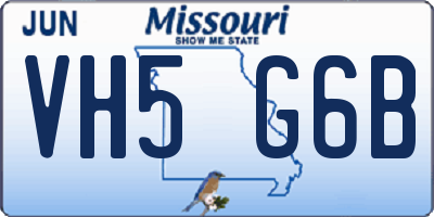 MO license plate VH5G6B