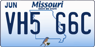 MO license plate VH5G6C