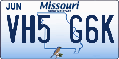 MO license plate VH5G6K