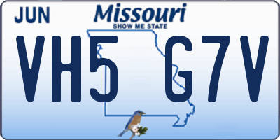 MO license plate VH5G7V