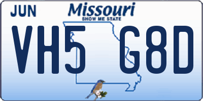 MO license plate VH5G8D