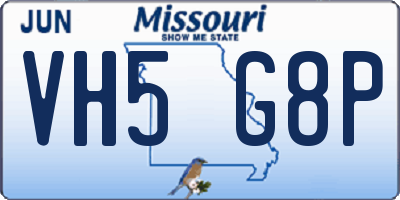 MO license plate VH5G8P