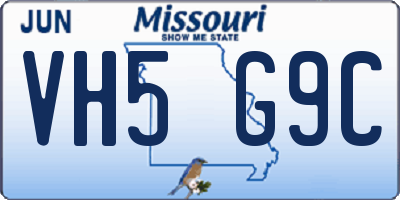 MO license plate VH5G9C