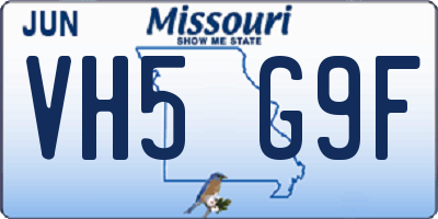 MO license plate VH5G9F