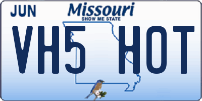 MO license plate VH5H0T