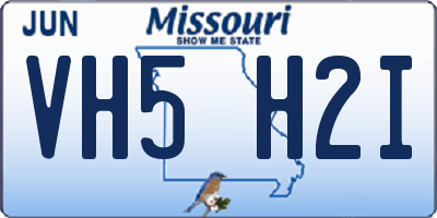 MO license plate VH5H2I