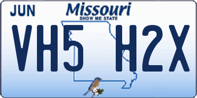 MO license plate VH5H2X