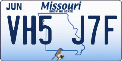 MO license plate VH5J7F