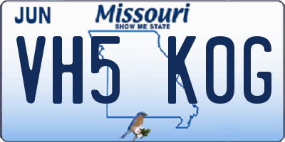 MO license plate VH5K0G