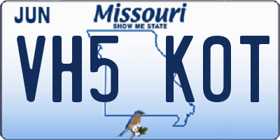 MO license plate VH5K0T